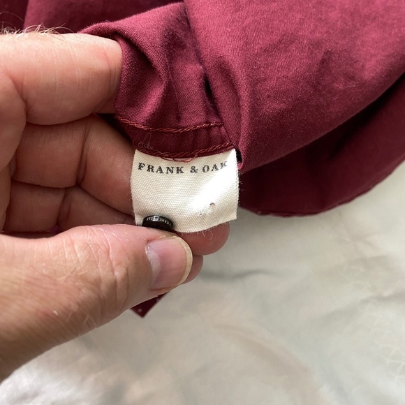 Frank & Oak Men's Medium Long Sleeve Polka Dot Button Down Shirt Burgundy‎ Wine - Picture 7 of 13